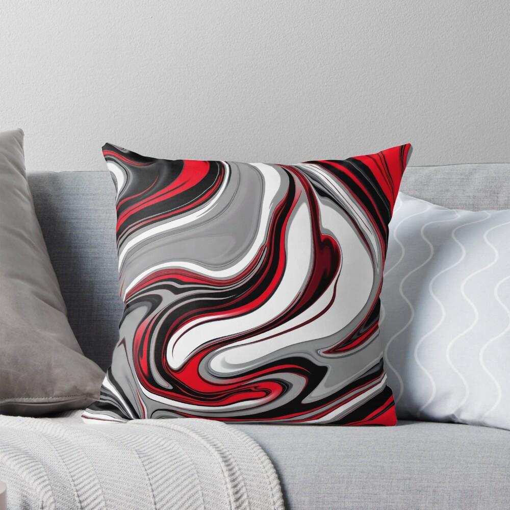 Liquify - Red, Gray, Black, White Throw Cushions & Pillows Without Core