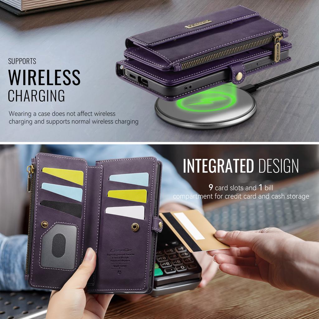 For Samsung Galaxy S26 Ultra Case CASEME C39 RFID Blocking Zipper Wallet Stand Leather Cover with Strap