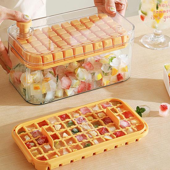 Ice Cube Trays with Bin Ice Shovel 100/200 Cavity Stackable Ice Molds for Freezer One Click Press Easy Release Ice Maker for Cocktails Whiskey Juice