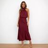 Europe, America, Spring and Summer New Solid Color High-end Satin Sleeveless Dress Fashionable and Elegant Temperament Light Evening Dress