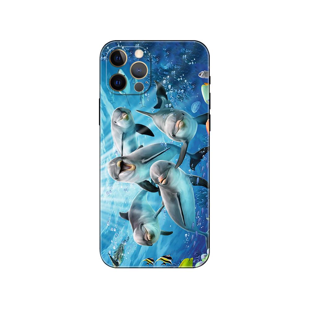 Schwarze TPU-Hülle für iPhone 5 5s se 2020 6 6s 7 8 plus x 10 XR XS 11 12 13 mini pro MAX Rückseite Ozean Delfin Tanzen Springen