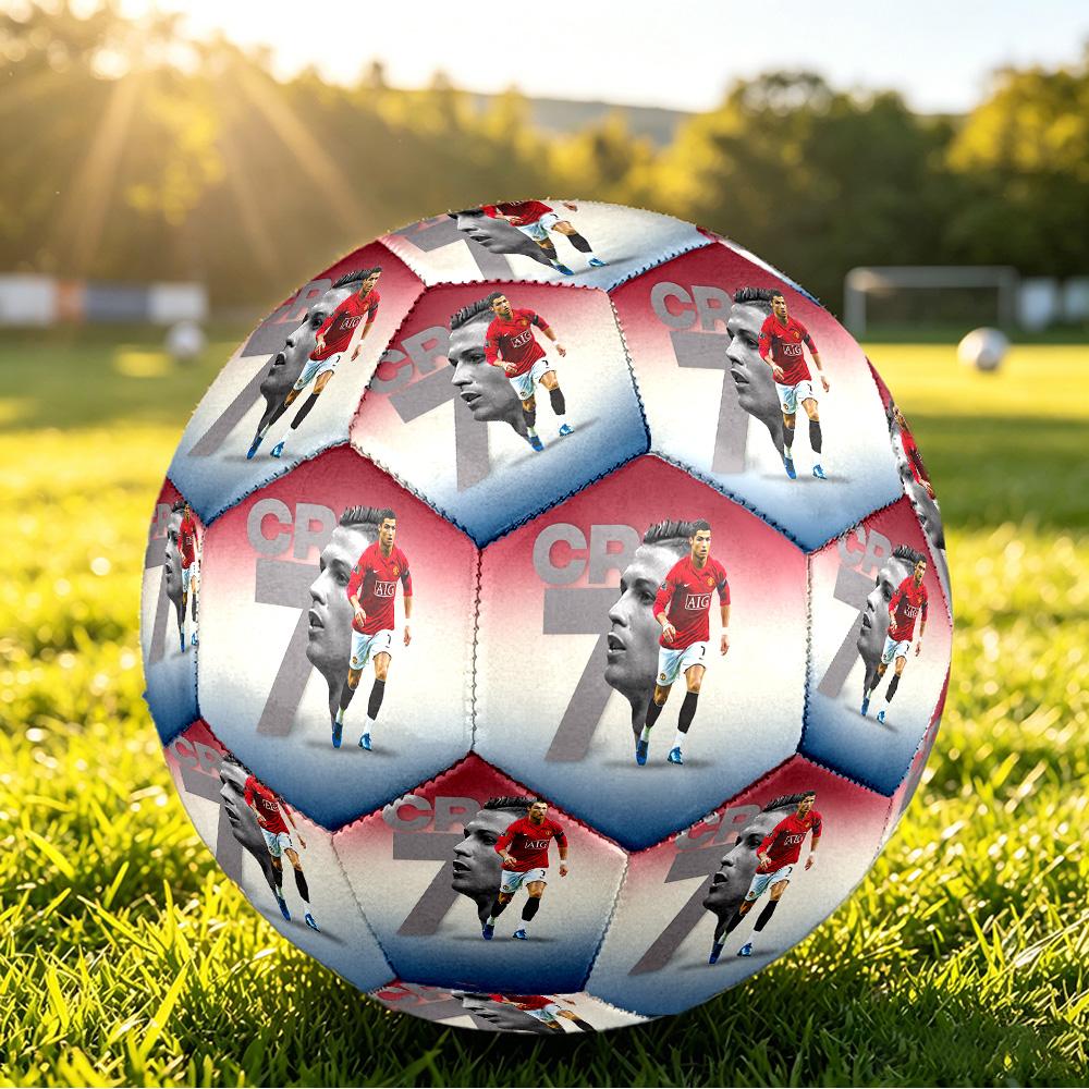 Pallone da Calcio Taglia 5 Stampato Cristiano Ronaldo Resistente all'Usura Standard Allenamento Adulti Regalo per Fan Partite Indoor Outdoor Sport