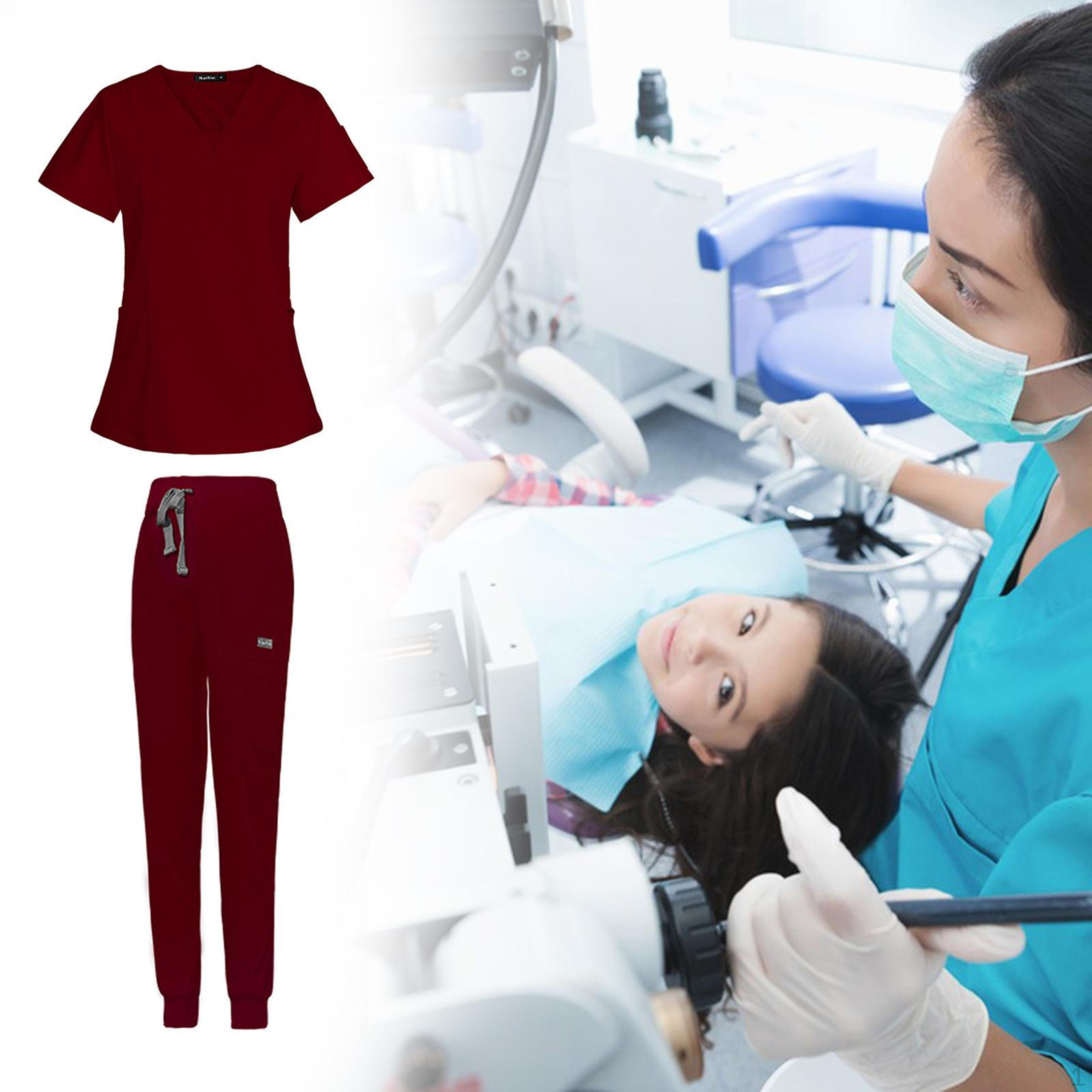 

Care Peeling Uniform with Scrub Top And Pants Pockets, Blouse, Breathable, Stretch, Jogger M червоний