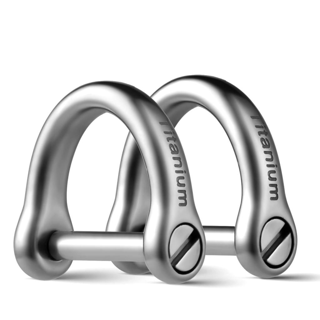 TISUR Keyring, Titanium, Keys, Cars, Motorcycles, D-Ring, For Smart Keys, Key Chain (Silver/Small x 2)