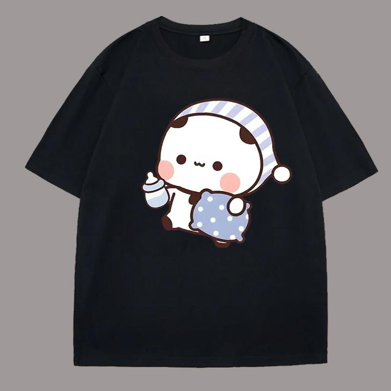 Bubu Since He Teases Bubu Summer Tops Milk Bottle Print T Shirt Summer T Shirt Loose Sport Short Sleeves Jogging Cartoon Tee