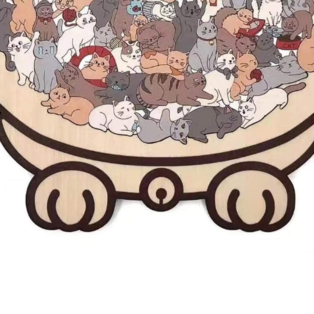 135-piece Morandi-colored Cat-shaped Puzzle with Cat Silhouette Frame Macaron Color Cut Cat Pieces Cat Puzzle Ornaments