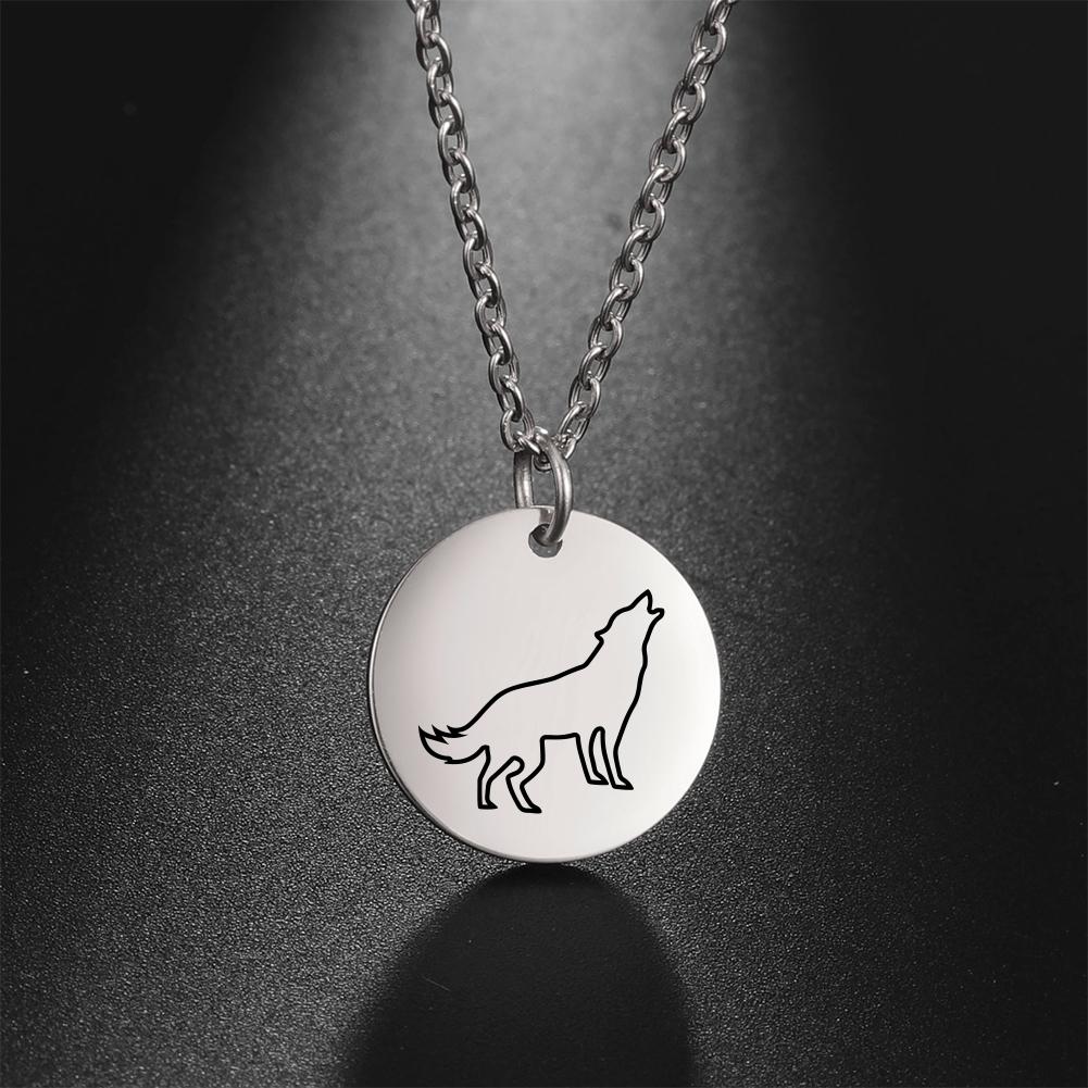My Shape Wolf Necklace for Women Girls Animal Moon Silver Color Stainless Steel Necklaces Choker Link Chain Fashion Jewelry Gift