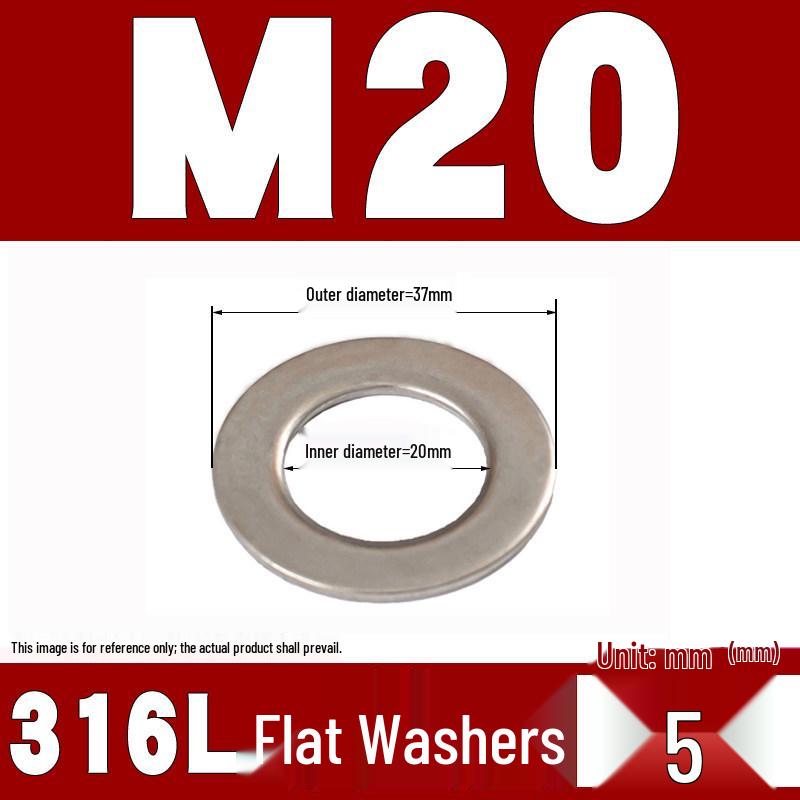 316 Stainless Steel Flat Washer/Gasket for M4-M30 Sizes