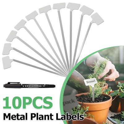 10PCS Metal Plant Labels Weatherproof Stainless Steel Garden Markers Plant Markers for Vegetables Flower Seed Greenhouse