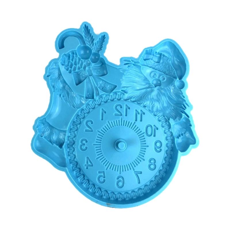 

Santa Clocks Silicone Mold Flexible Clock Epoxy Resin Mold DIY Christmas Crafts Home Decoration Mold for DIY Wall Decor 1 синій