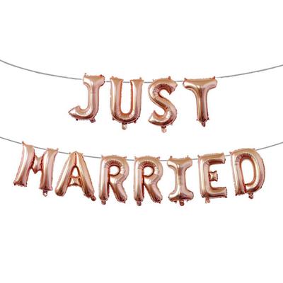 Palloncino striscione JUST MARRIED per la decorazione della festa di fidanzamento e matrimonio(Rosa d'oro)