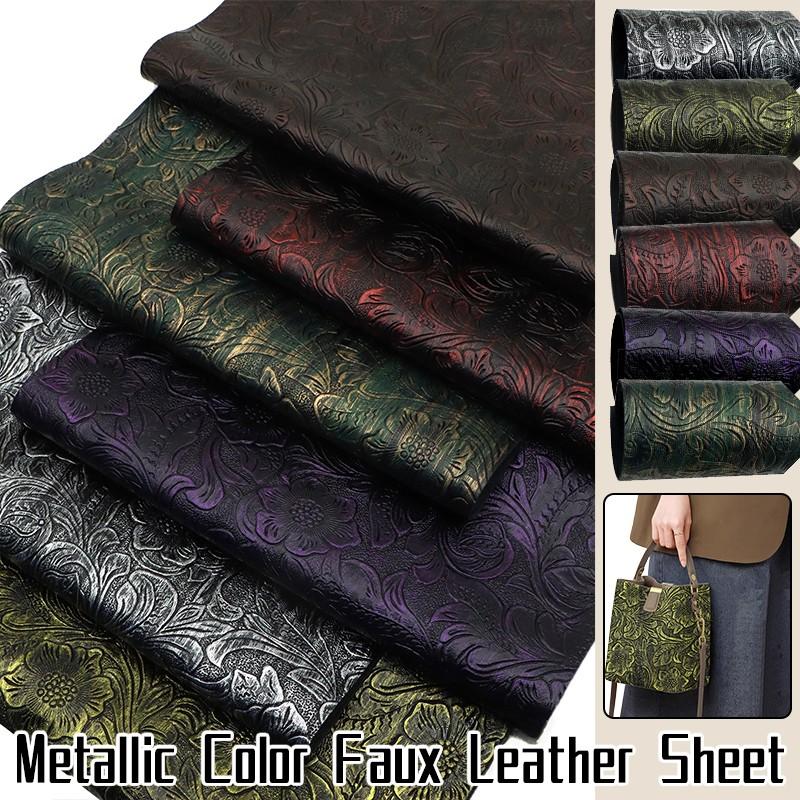 50x137cm Synthetic Fabric Flowers Pattern Metallic Faux Leather Sheet Bump Textured Swirl Material DIY Earrings Hair Bow