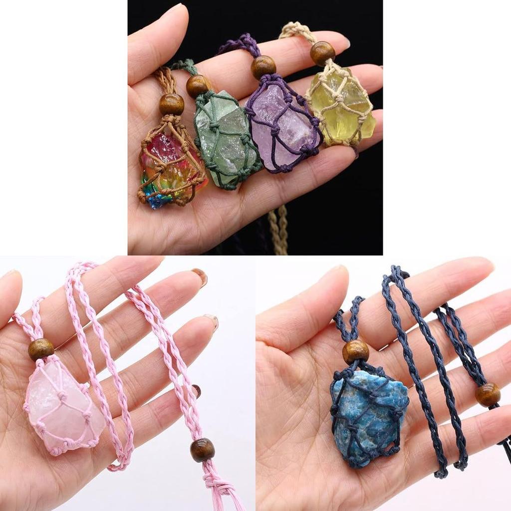 Natural Handcrafted Geometric Crystal Pendant Necklace With Energy Gemstones For Style