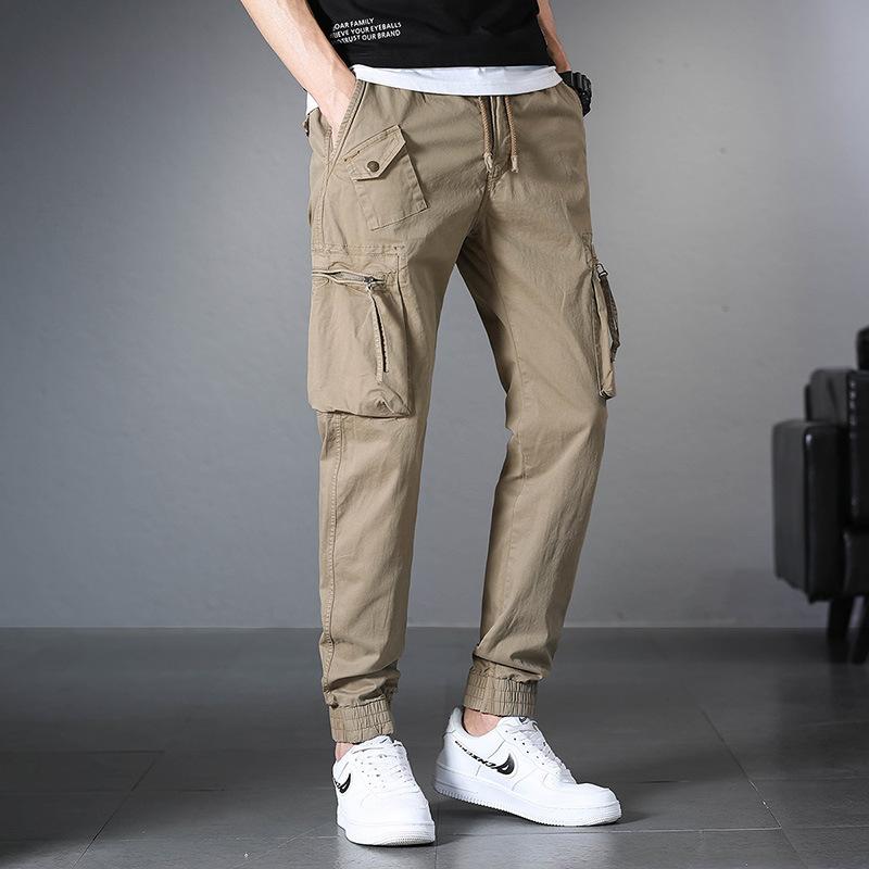 New Men's Fashion Multi-pocket Drawstring Overalls Elastic Loose Outdoor Versatile