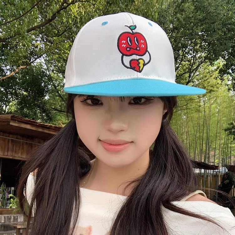 Apple Embroidery Flat Edge Cap Women's Summer New Hat American Hip Hop Skateboard Student Baseball Cap