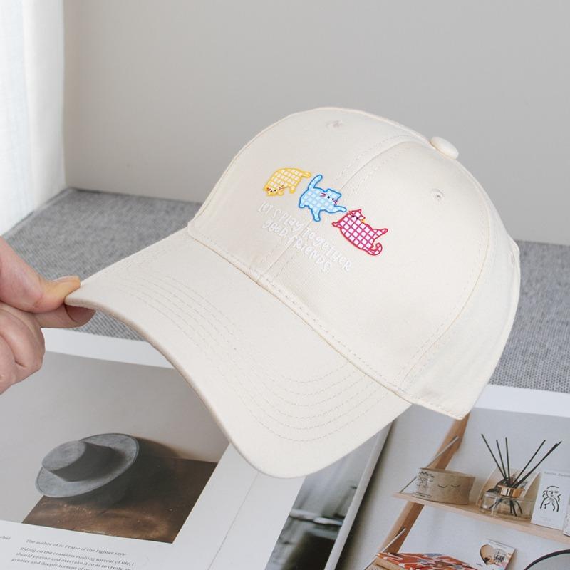 Cute Cartoon Cat Baseball Cap Women's Wide Brimmed Fashion Sun Shading Duckbill Capall Season Casual Hats
