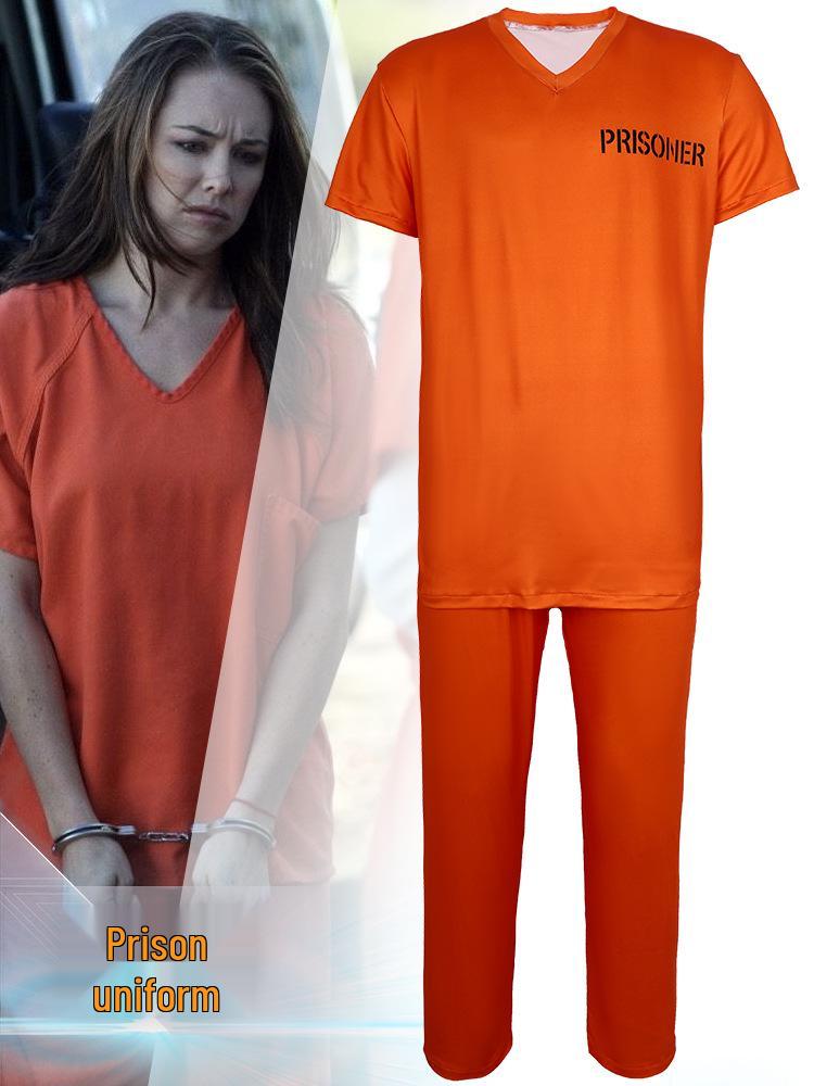 Orange Prisoner Costume Set for Halloween Cosplay and Role-Playing
