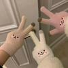 Kawaii Knitted Gloves Cute Cartoon Embroidered Bear Touchscreen Glove for Women Autumn Winter Warm Shopping Knit Soft Gloves