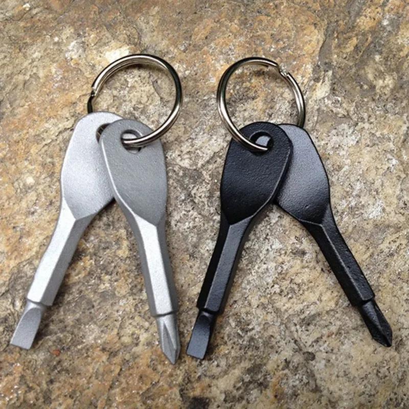 2PCS Keychain Screwdriver Set - Cross & Flat Head Mini Tool for EDC Camping, Stainless Steel Carabiner Locking Multi-Tool