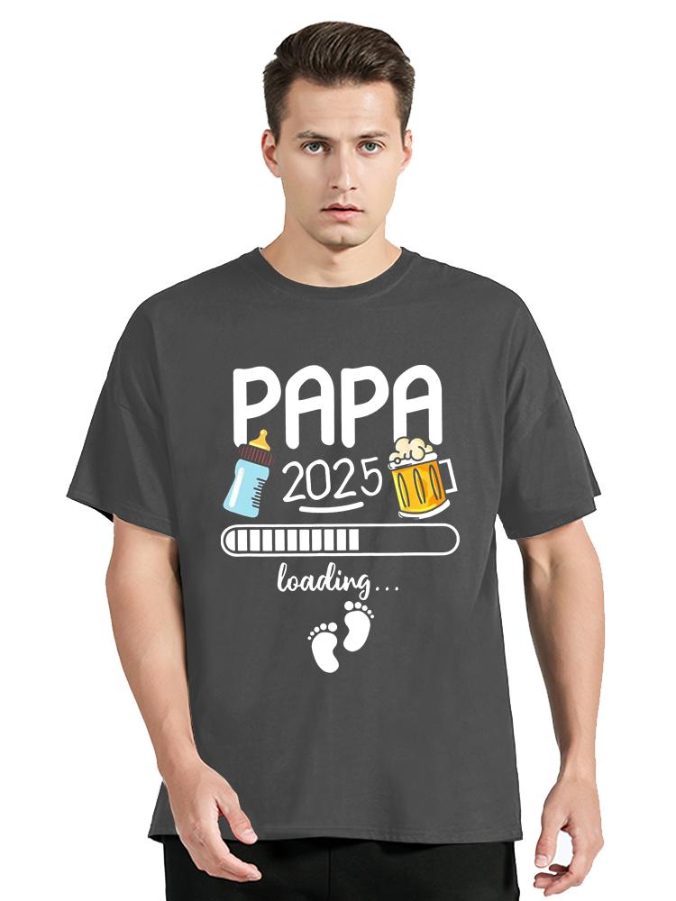 Papa 2025 T Shirt Future Dad And Mom French Texts Beer Lovers T-shirt Oversized Fitness Tops Men Clothing Cotton Soft Tshirt