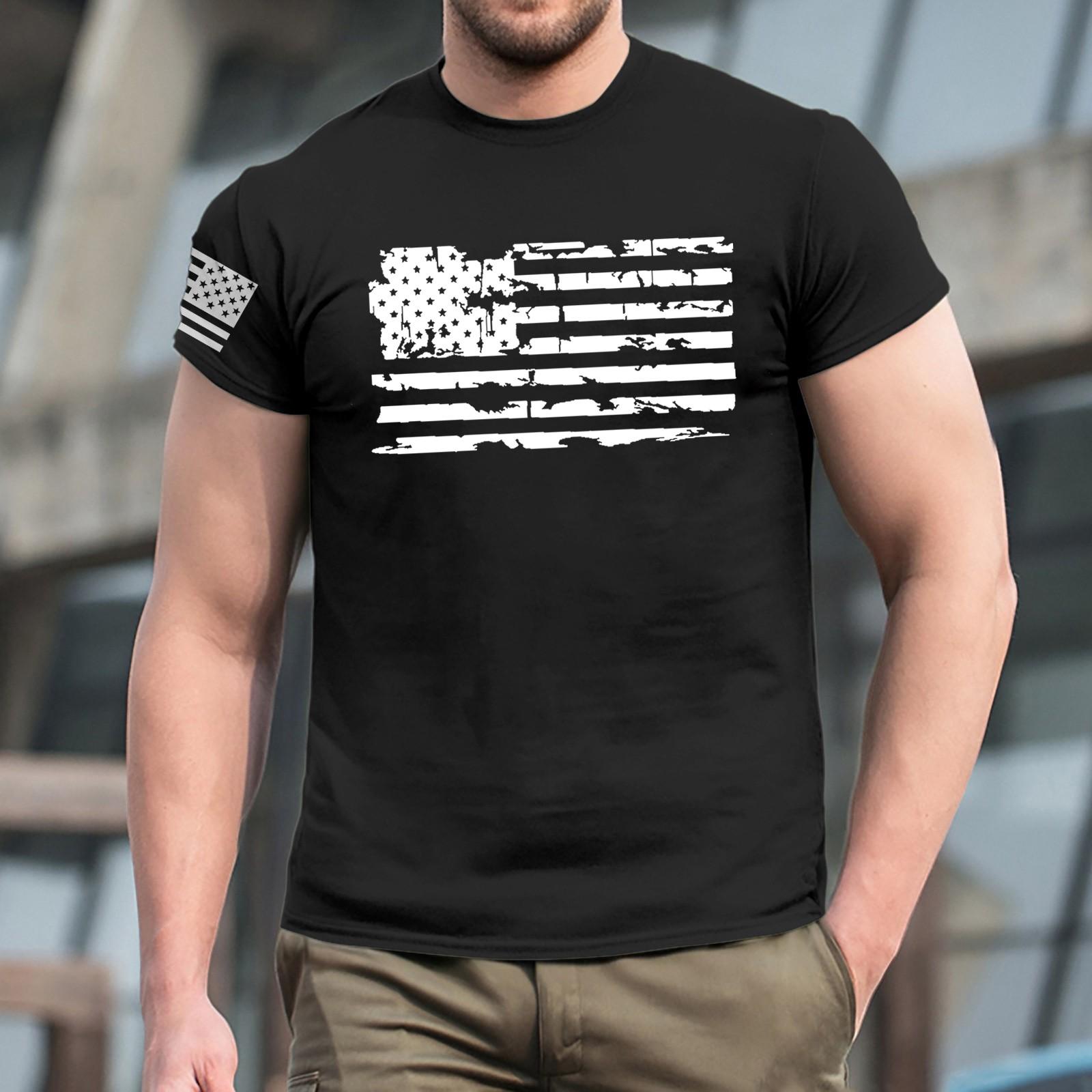 

Летняя мужская популярная футболка с круглым вырезом и коротким рукавом с принтом L чёрный