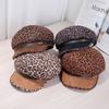 American retro spice leopard print beret women's new niche yk millennium octagonal newsboy painter hat