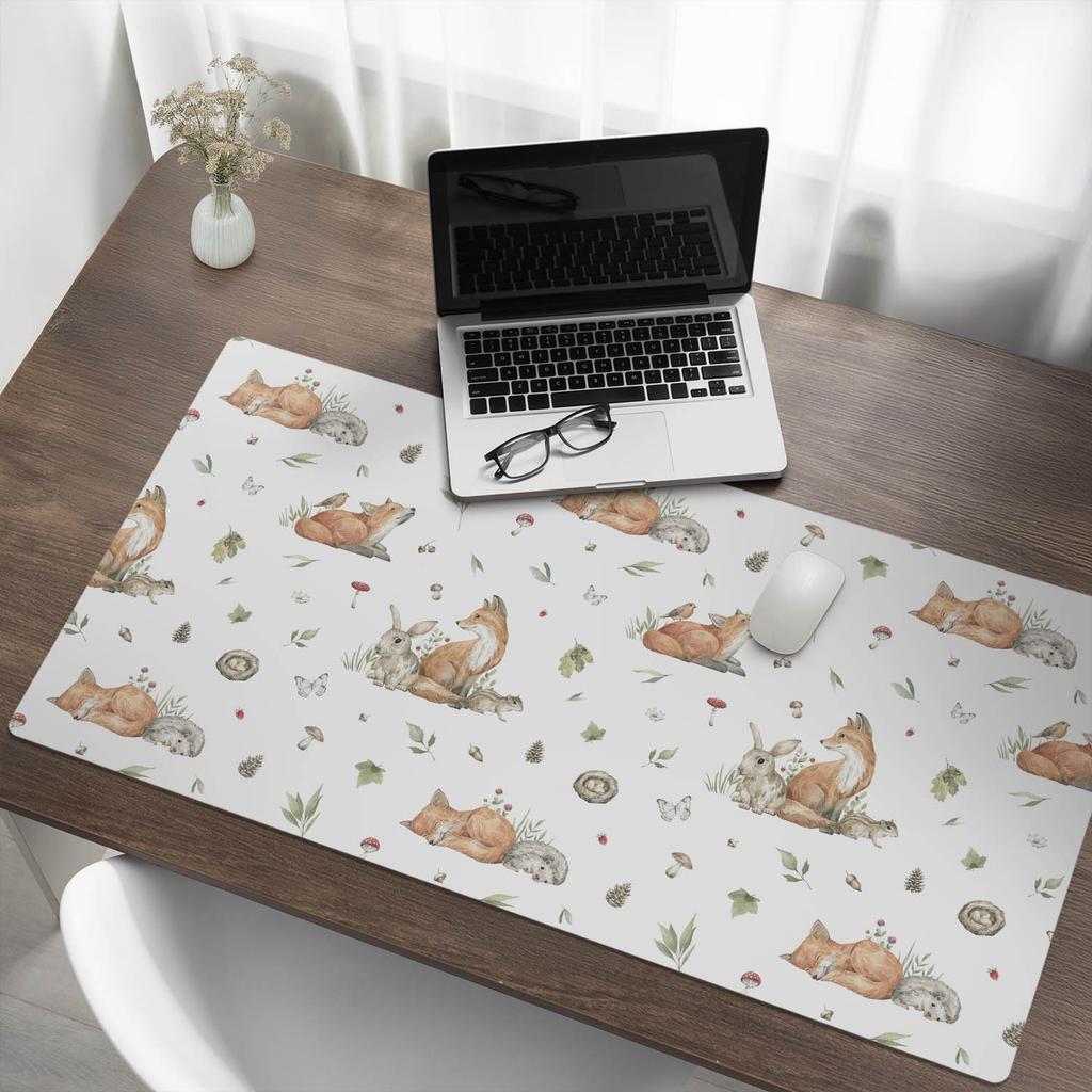 Modern Desk Mat for Remote Work Forest Animals Pattern 120x60 cm