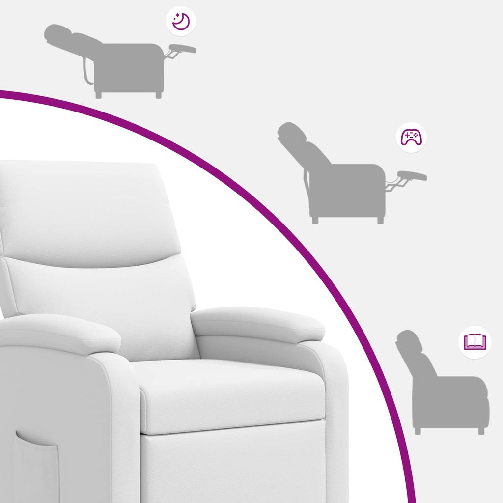 Recliner Chair White Artificial Leather