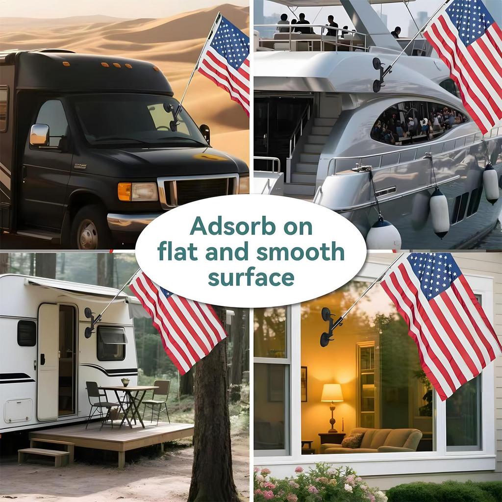 Suction Cup Flagpole Holder Portable Quick Installation Flagpole Holder For Sedan Truck Boat