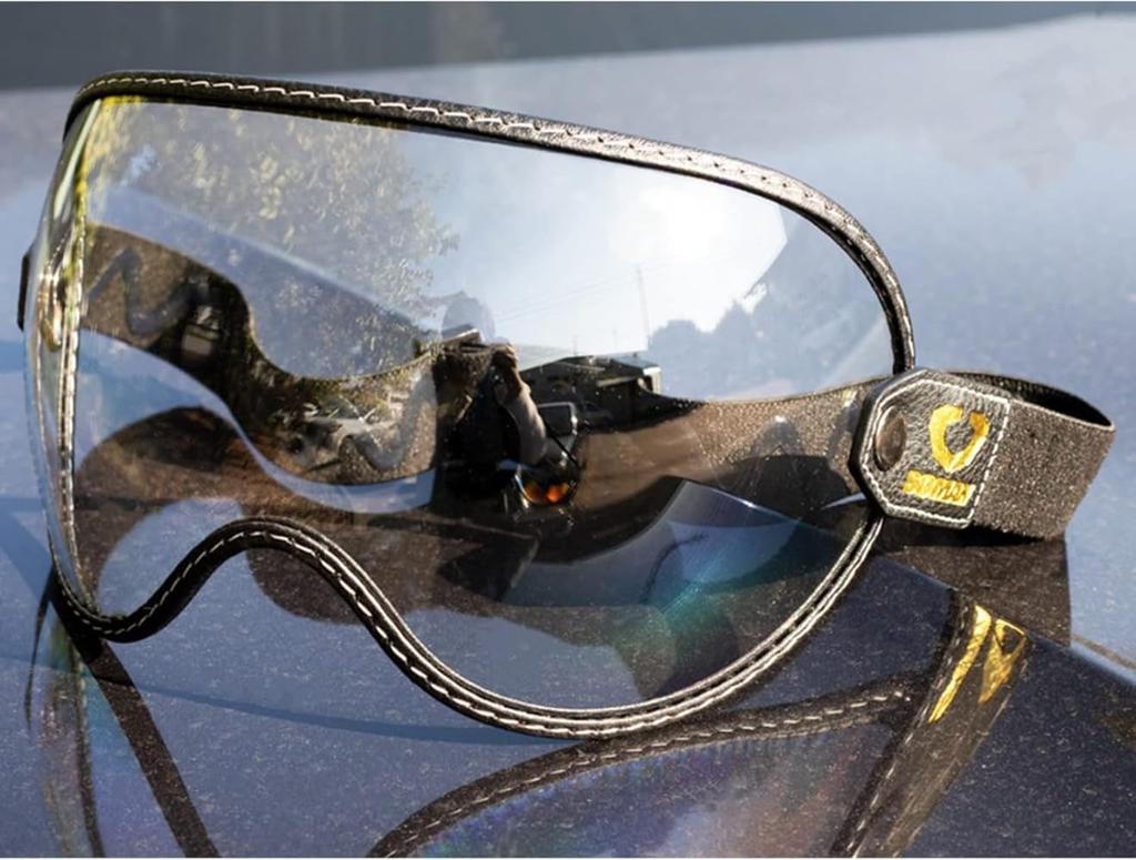[Giawkca] Retro Motorcycle Helmet Shield Bubble Visor, PC Goggles Lens Replacement 3/4 Open Face