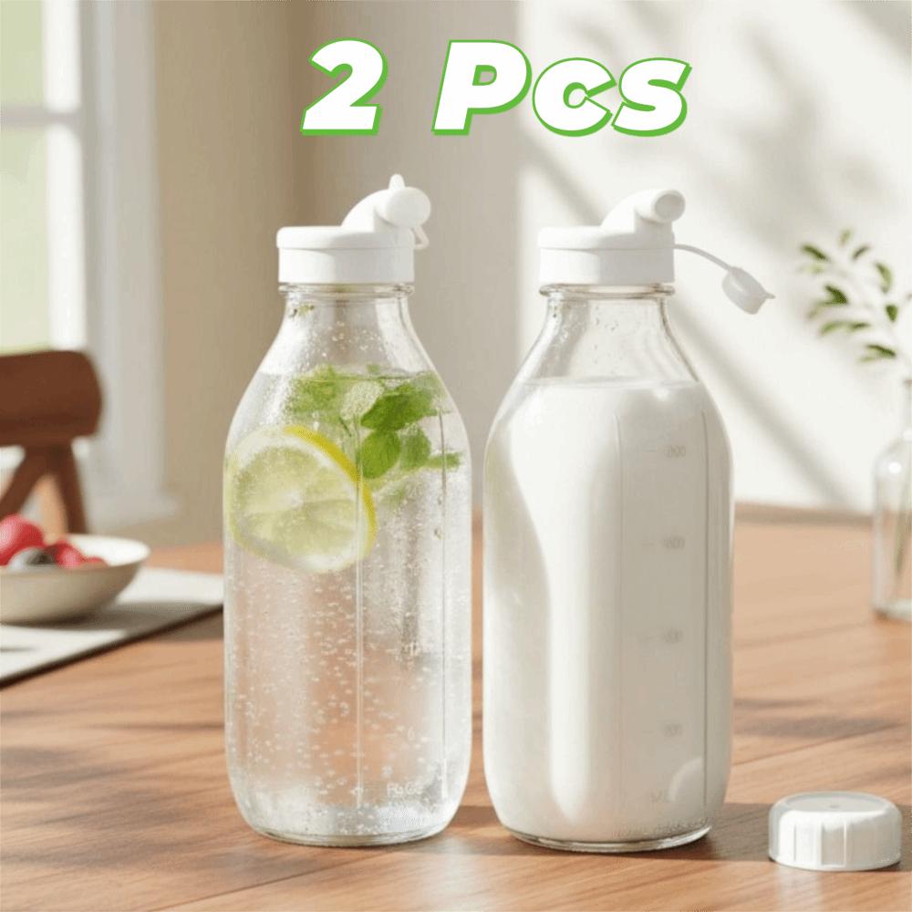 2 Stück verschlossene Glasmilchflasche 32 oz Saftbehälter Kreativer Milchkrug Marmelade