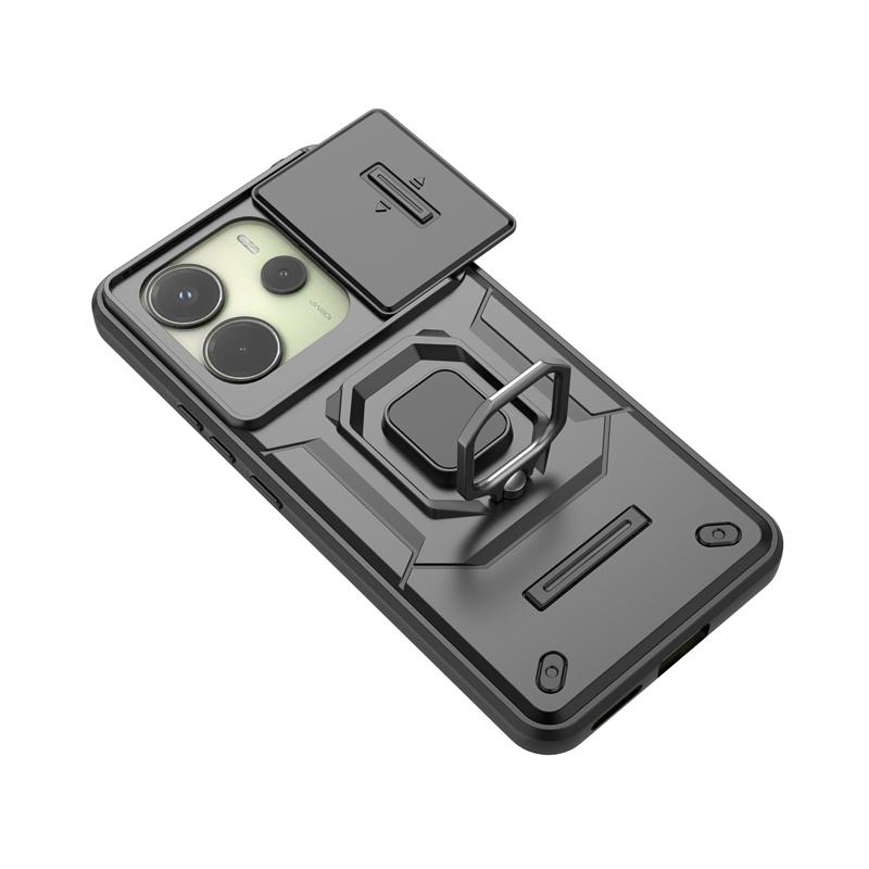 Ring Bracket Phone Case For Xiaomi Redmi Note 14 4G Case Cover For Redmi Note 14 Pro 4G Sliding Window Funda Back Cover