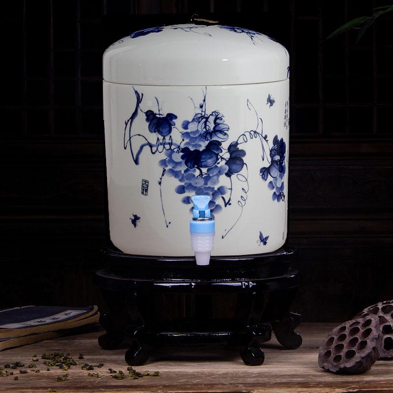 Large Ceramic Filtered Water Dispenser with Faucet and Lid