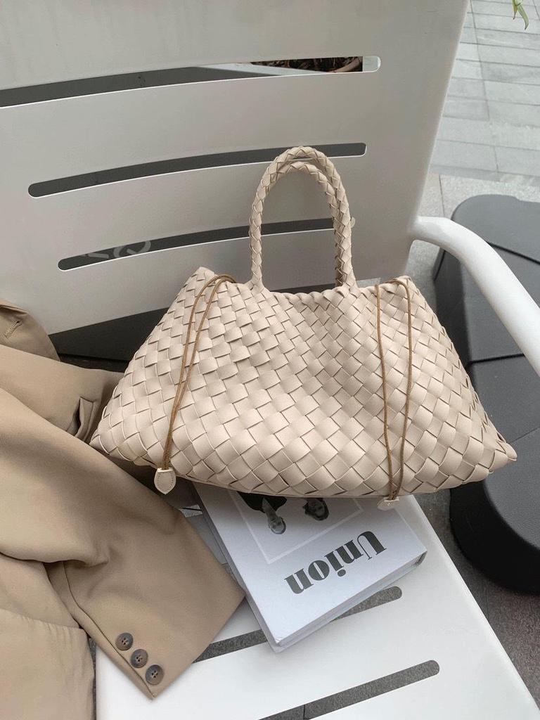 2024 Vintage Dámská Velkokapacitní Tkaná Kožená Nákupní Kabelka