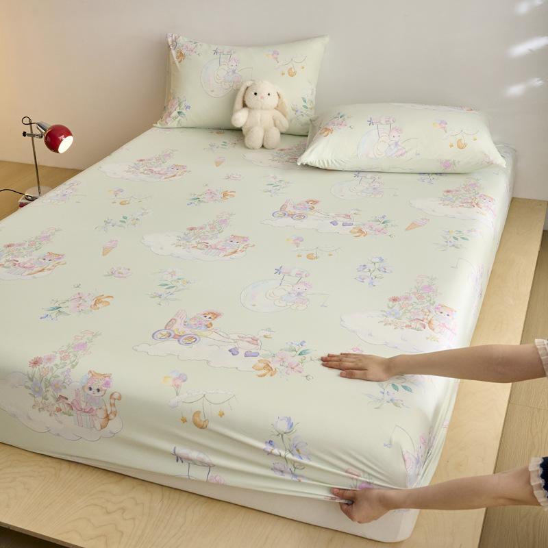 Cartoon Printed Mattress Summer Student Dormitory Bedspread Mattress All-Inclusive Protective Cover Sheet Cover Non-Slip Bedding