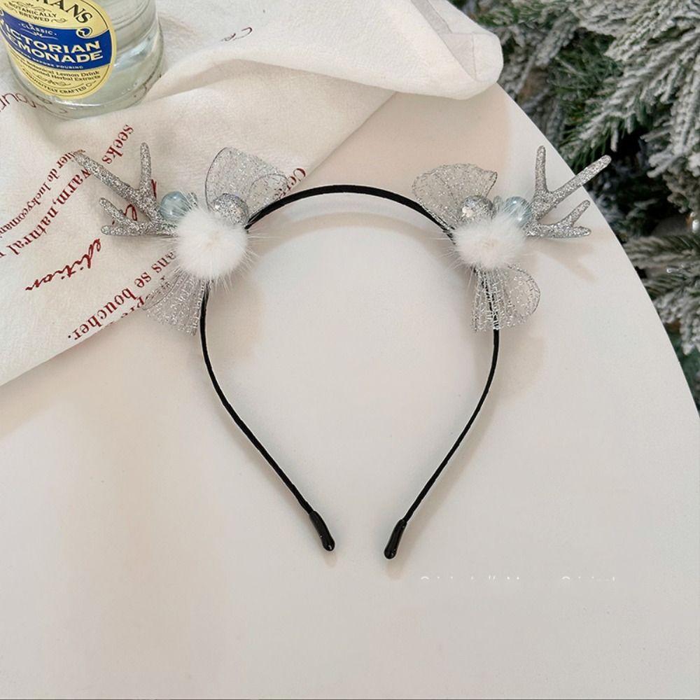 Sequin Christmas Hairpin Bowknot Christmas Headabnd Children Deer Antler Hair Clip Children's