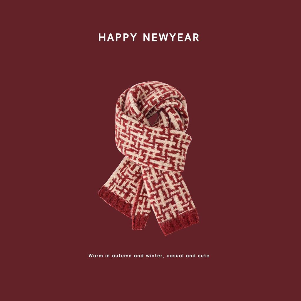 Kids' Christmas Plaid Scarf - Warm Red Winter Neck Warmer for Parent-Child Festivals