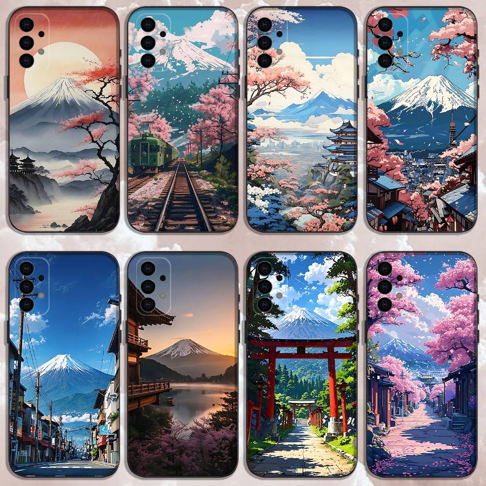 Japan Berg Fuji Kirschblüte Handyhülle Silikon Weich Für Samsung Galaxy A73,31,32,72,41,53,52,71,22,5G,Note,J7,8,9