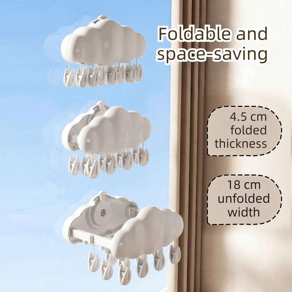 Folding Folding Drying Rack Expandable Windproof Baby Clothes Hanger Cloud Shape Non-slip Hanging Underwear Holder Bathroom