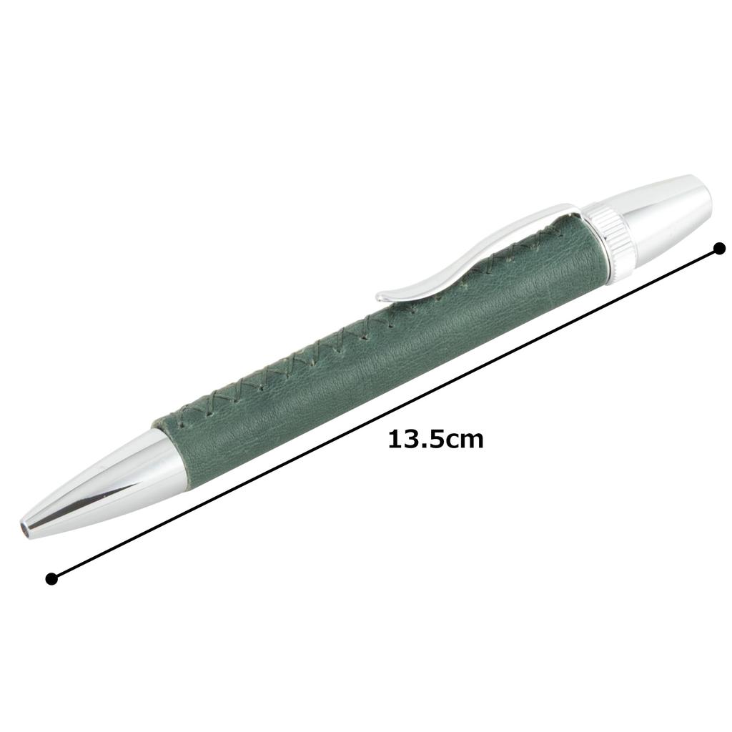 Penmode Leather Ballpoint Pen Long Premium Cowhide Forest Green Length 135mm