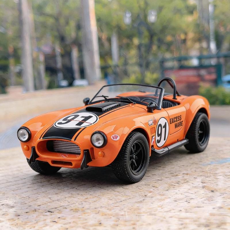 AAZW1 1:22 Cobra 427 S/C Convertible Sports Car Model Diecast Metal Classic Retro Vehicles Car Model Sound Light Kids Toy Gift