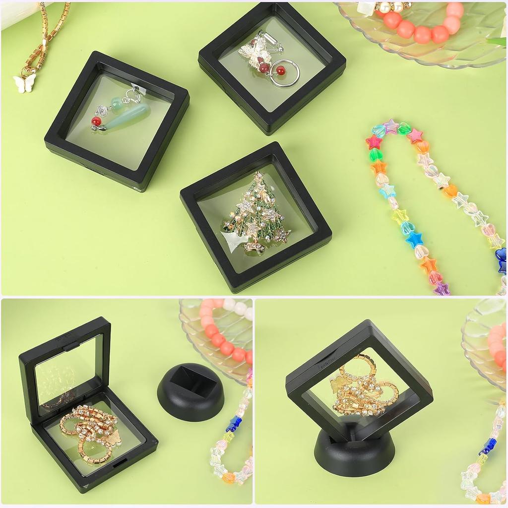 Coin Display Case 3D Floating Frames Jewelry Display Stand Storage Holder Bracelet Necklace Ring Packaging Box Shell Container