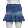 Fashion Denim Pleated Skirt Women High Waist Button Zipper Pocket Ruffle A-line Sexy Mini Skirts Female 2025 Spring Summer Lady Skirt