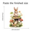 Playful Rabbit with Mushrooms and Flowers Wall Sticker Self-Adhesive Removable Decal for Kids Room Bedroom Living Room Home Decor