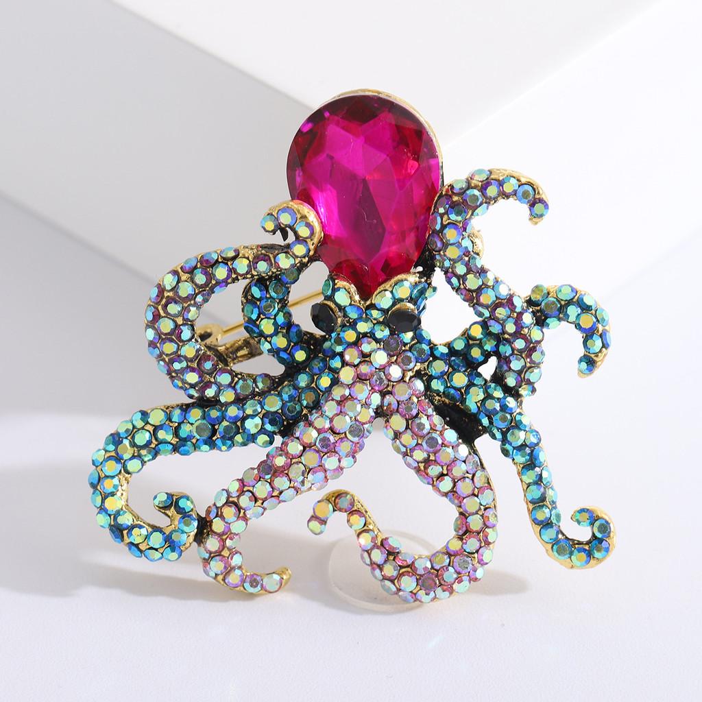 Alloy Octopus Brooch Pin With Water Drip Craft For Women Fashion Accessories