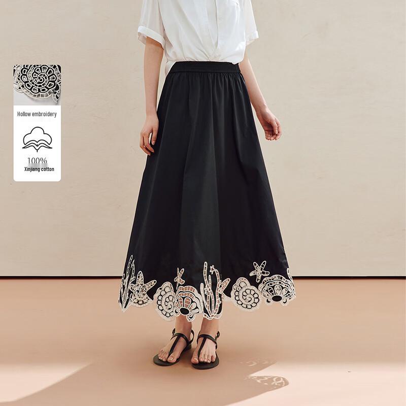 INMAN Xinjiang Cotton Embroidered Midi Skirt M