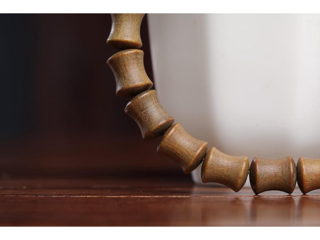 Green Sandalwood Bamboo Bead Bracelet DIY Avalokiteshvara 0.8x1.0 Men's & Women's Single-Loop Buddhist Beads