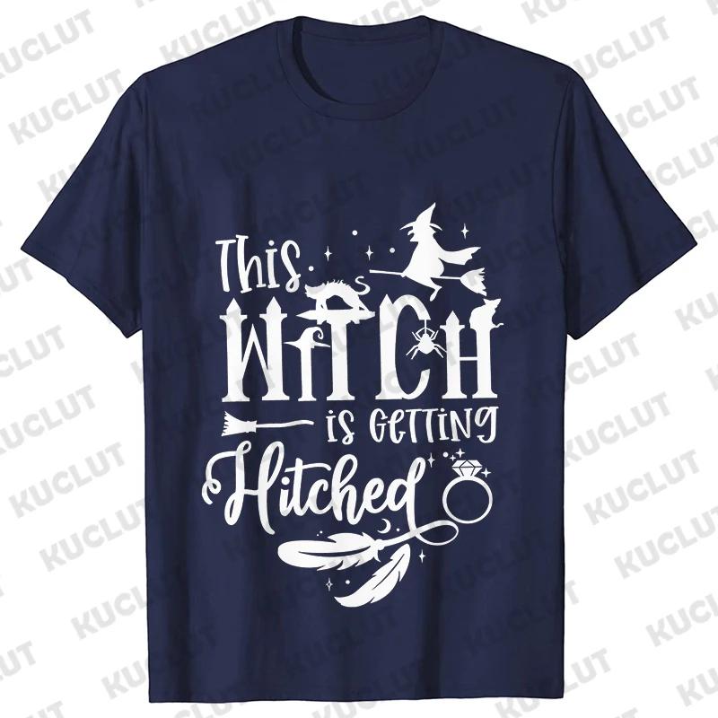 Team Bride Y2k Tops Bridal Shower Wedding Shirt This Witch Is Getting Hitched Lit T-Shirt Halloween Bachelorette Party EVJF Tees