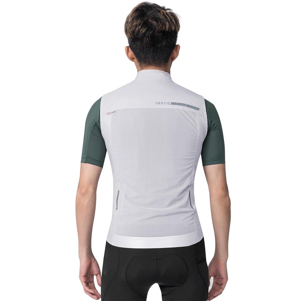 [Santic] Cycling Vest Windbreaker Spring/Summer Windproof Reflective (White M)