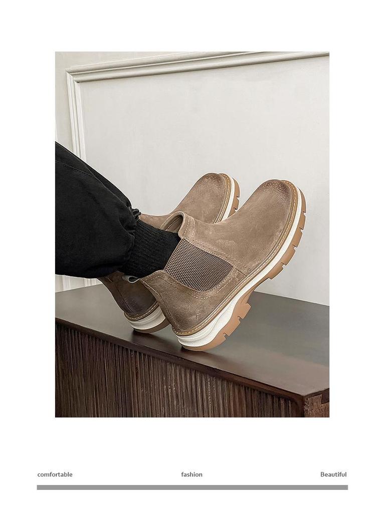 Men's Retro British Style High-Top Work Boots - Korean Inspired Trendy Martin Boots